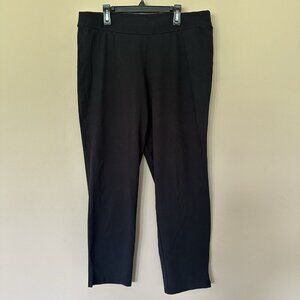 J Jill Pima Cotton Pull On Ankle Pants Women M Black Wide Waist Band Casual Elas